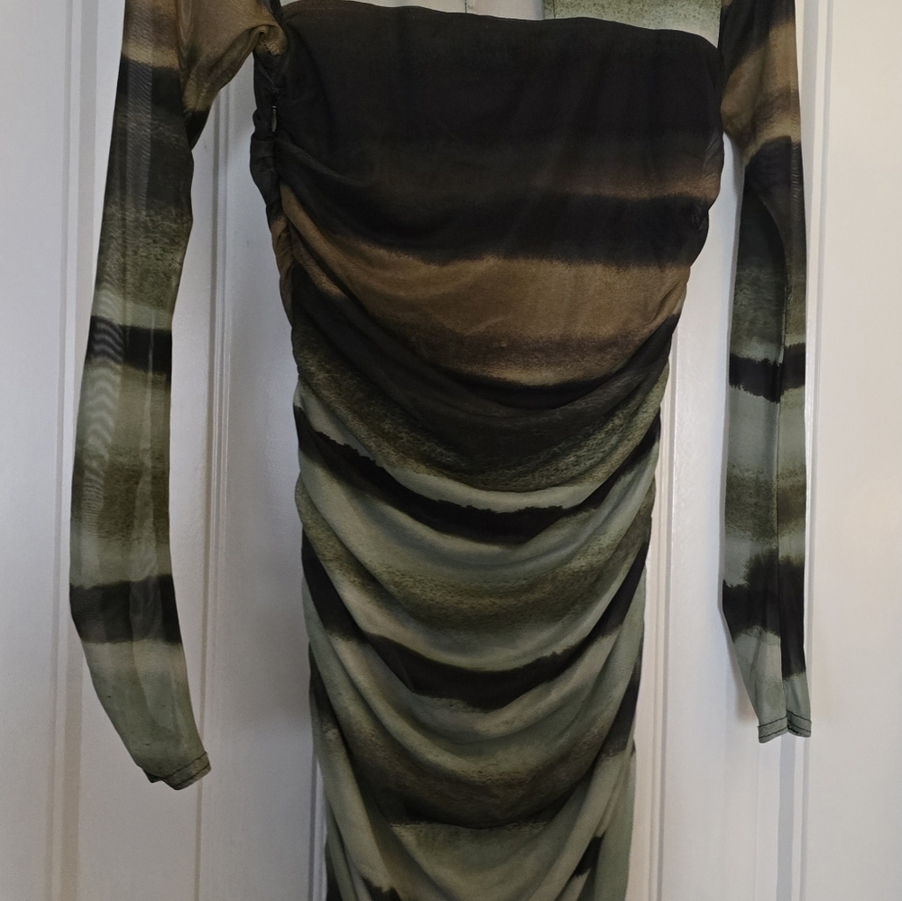 Anthropologie Green and Black Striped Dress NWOT - Picture 4 of 6